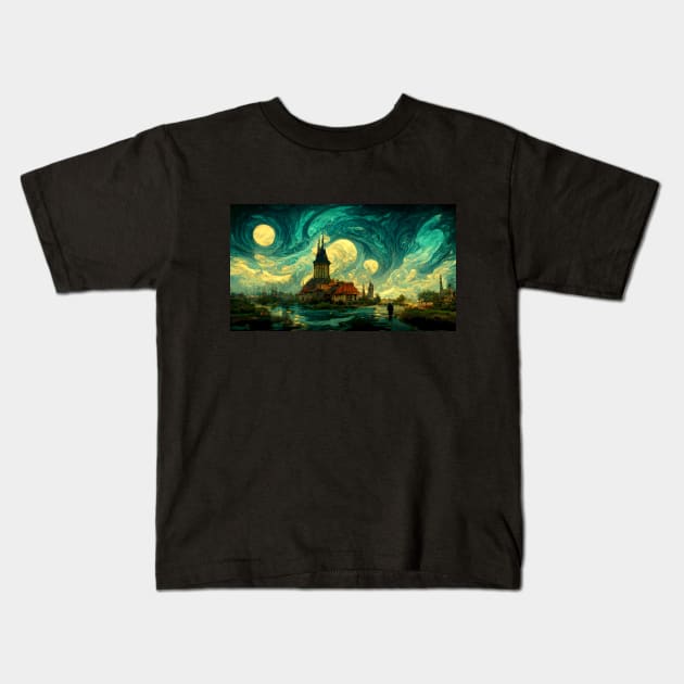 The Sky of Vincent Van Gogh (day18） Kids T-Shirt by 1st Studio